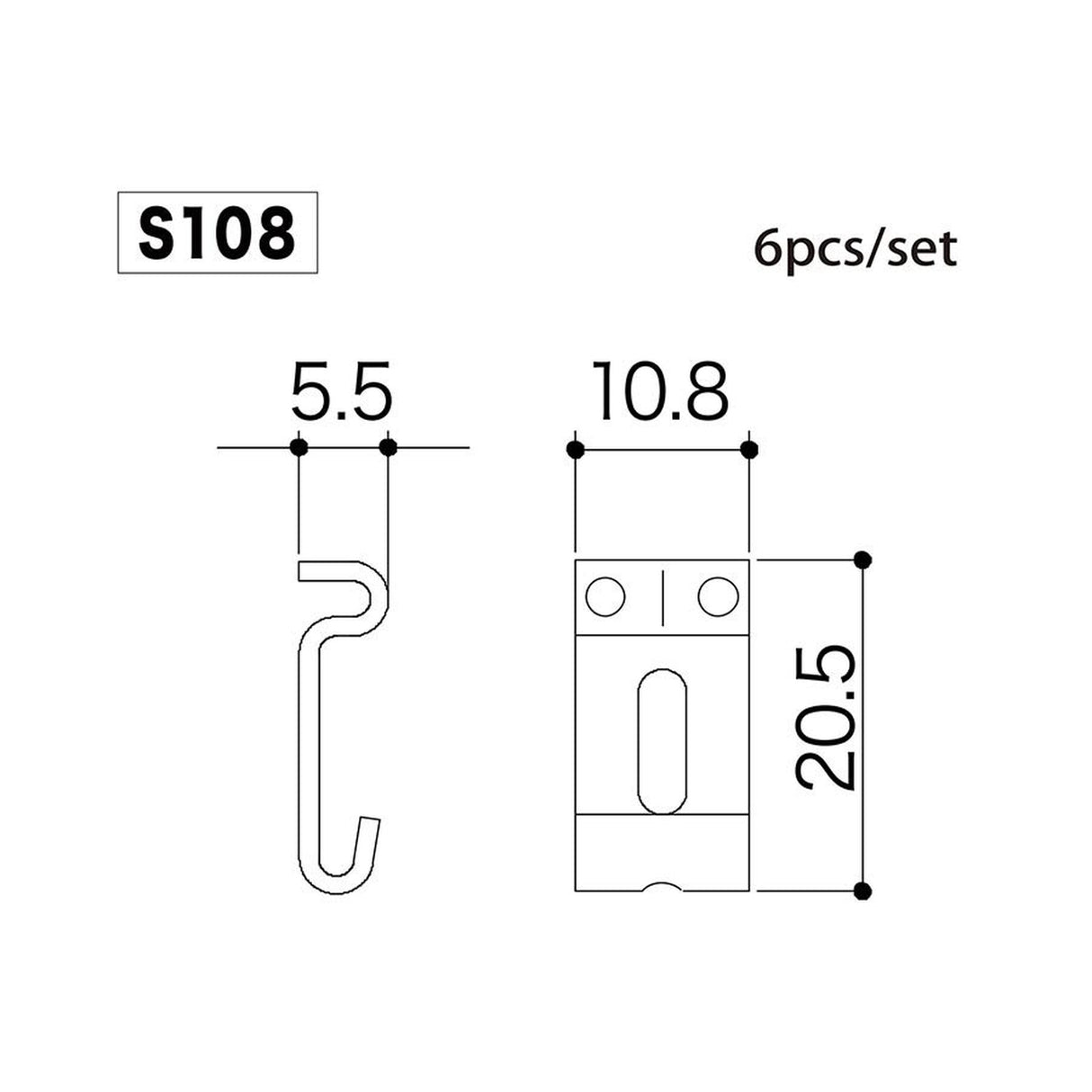 Gotoh S-108 bridge saddles, steel, Stallion, p=10.8, springs and screws included, set of 6, nickel