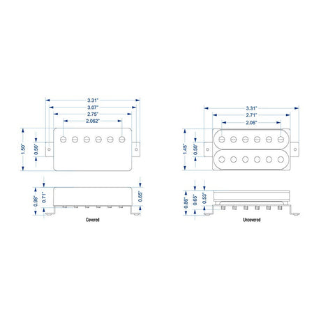 Lollar 10-411-223-05 humbucker pickup "Standard Imperial Brug F-gespatieerd", perkament