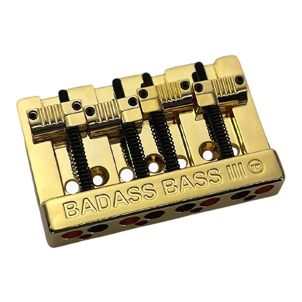 Allparts BB3343002 Leo Quan® Badass III™ 4-snarige basbrug, gegroefde zadels, goud