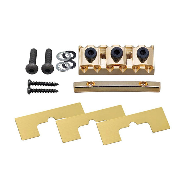 Gotoh GHL-1GG locking nut, 43mm width, 36.5mm string spacing, through neck type, gold