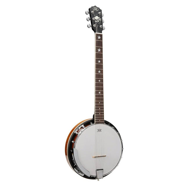 SX BJ456VS 6-snarige banjo sunburst met tas