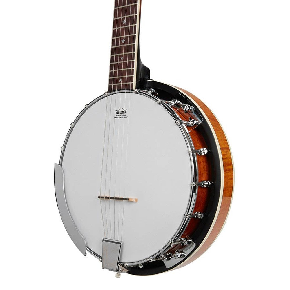 SX BJ456VS 6-snarige banjo sunburst met tas