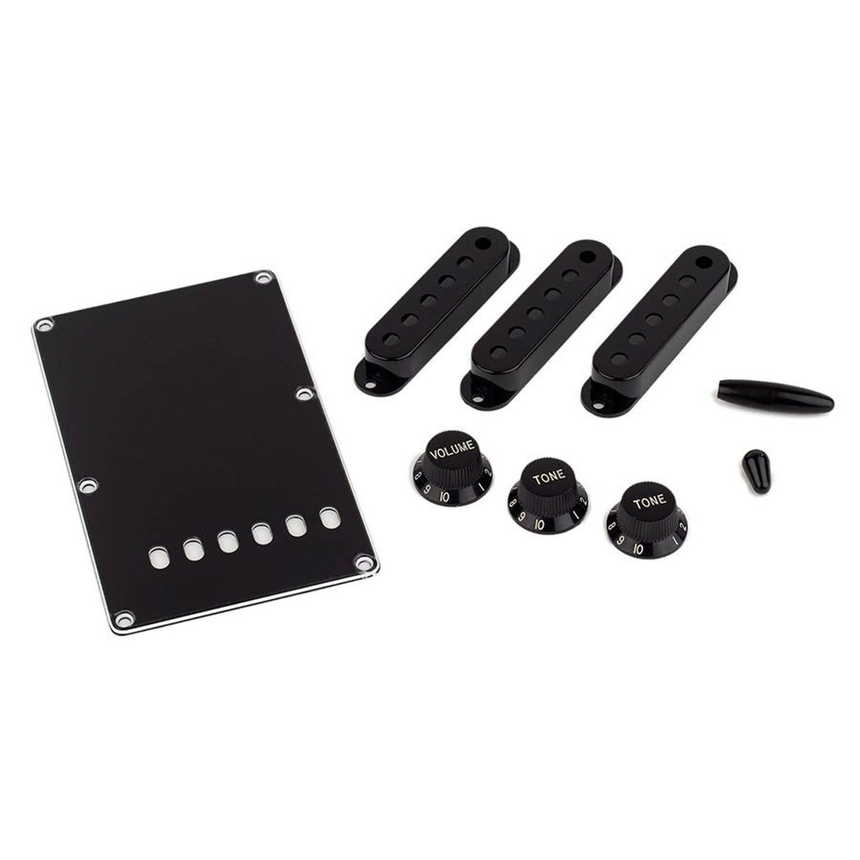 Allparts PG0549023 Accessoirekit voor Strat, zwart, 3-laags achterplaat