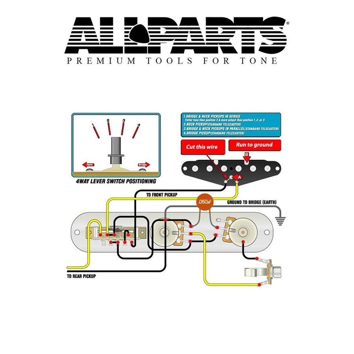 Allparts EP4131000 wiring kit voor Telecaster, 4-weg schakelaar