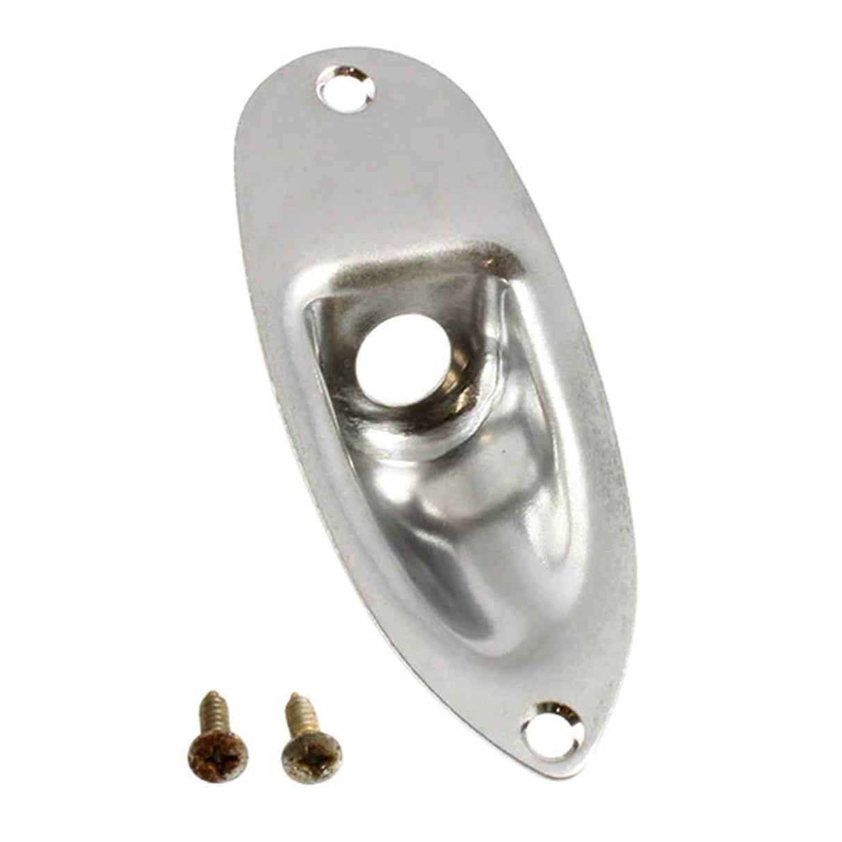 Allparts AP0610007 jackplate for Strat, with mounting screws, aged chrome