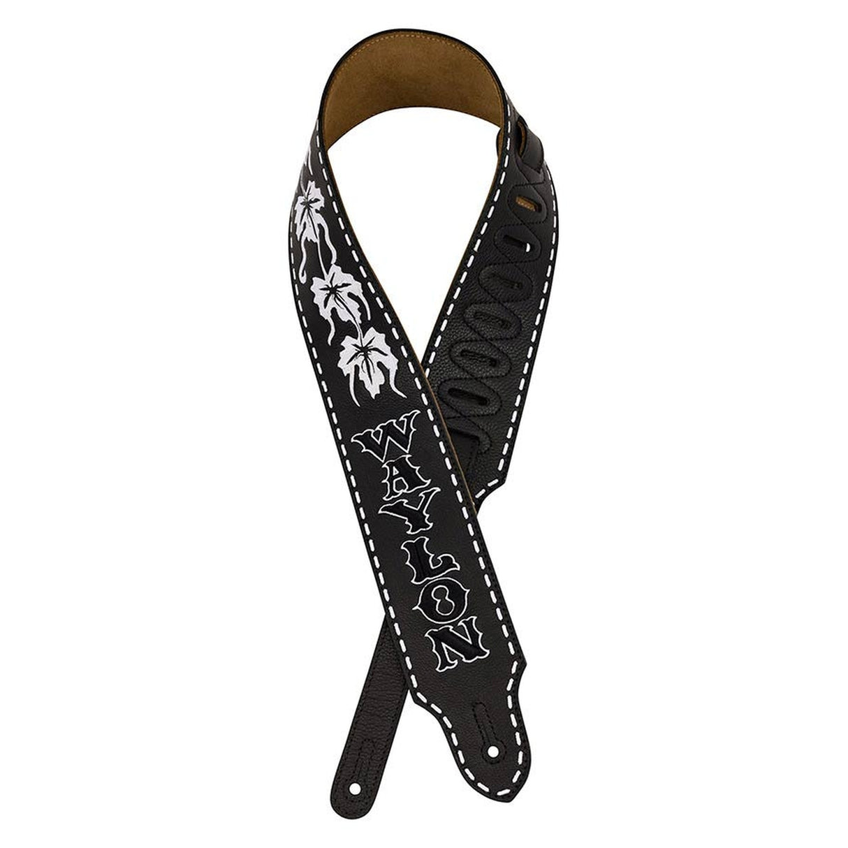 Fender 990650110 Waylon Jennings premium graan leren gitaarband, geborduurde "Waylon" letters