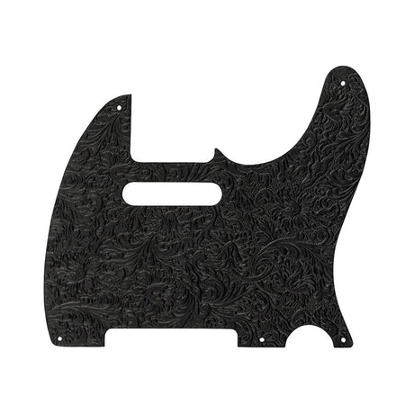 Fender 991357006 Waylon Jennings embossed leather pickguard, 5 screw holes for '50s Tele, black