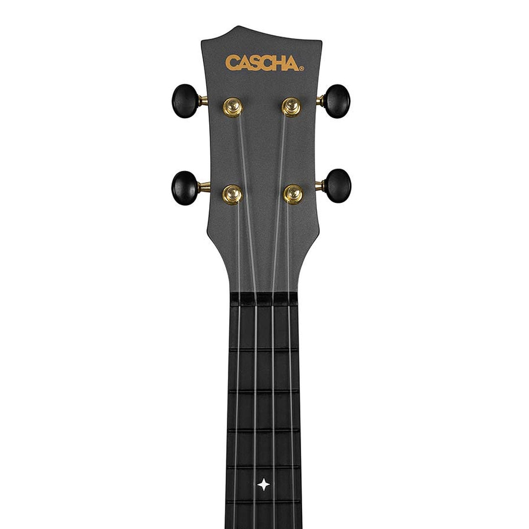 Cascha HH 2258E Semi akoestische Zwarte Carbon Fiber concert ukulele met softcase