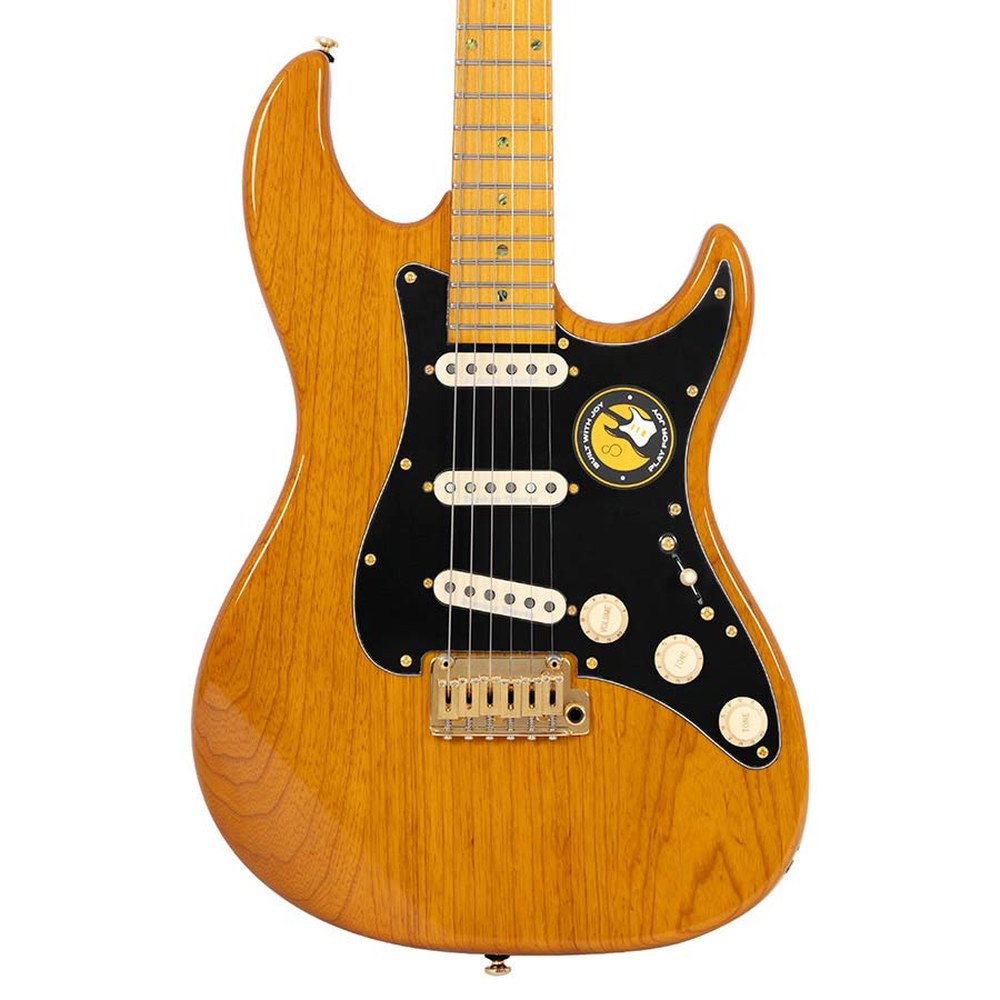 Sire Guitars S10 SSS/NT Swamp ash elektrische gitaar S-stijl, naturel bruin, inclusief koffer