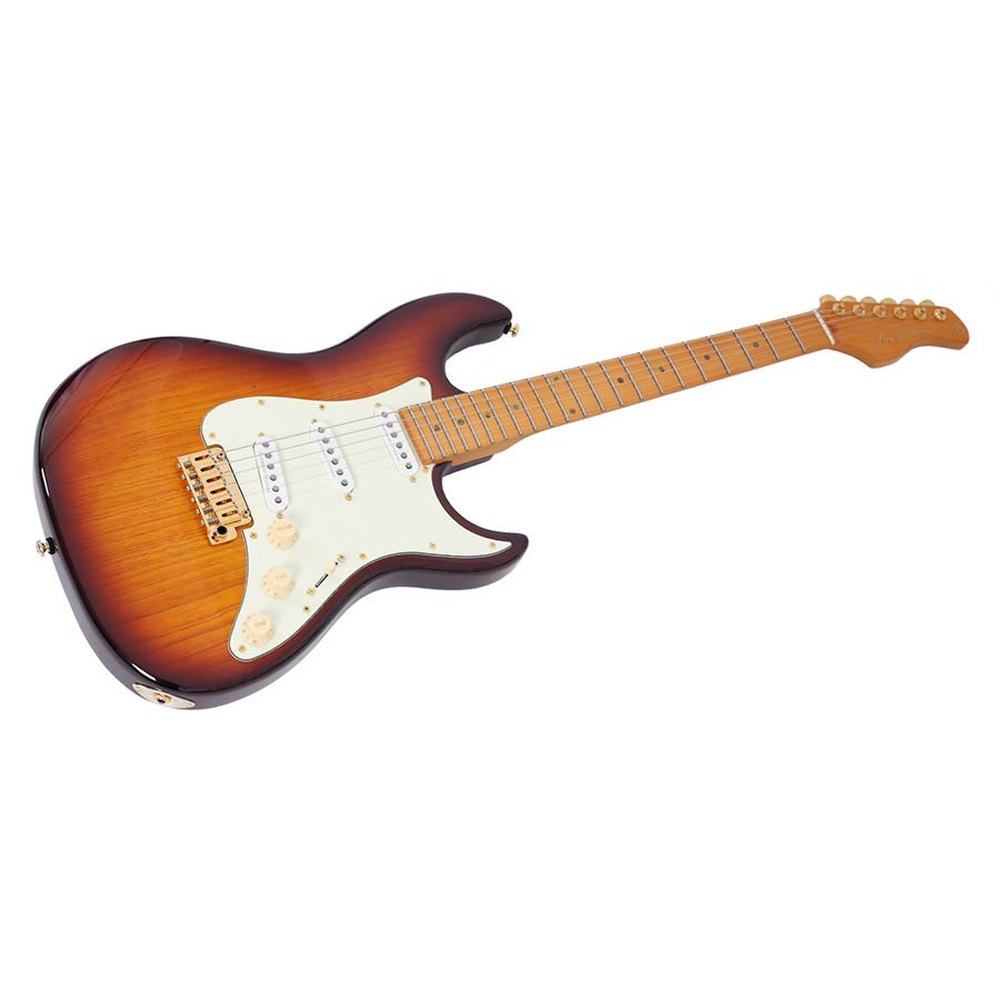 Sire Guitars S10 SSS/TS Swamp ash elektrische gitaar S-stijl, tobacco sunburst, inclusief koffer