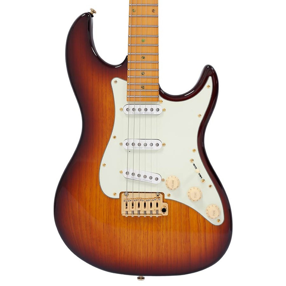 Sire Guitars S10 SSS/TS Swamp ash elektrische gitaar S-stijl, tobacco sunburst, inclusief koffer