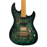 Sire Guitars S10 HSS/TGR Swamp ash elektrische gitaar S-stijl, transparant groen, inclusief koffer