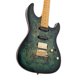 Sire Guitars S10 HSS/TGR Swamp ash elektrische gitaar S-stijl, transparant groen, inclusief koffer