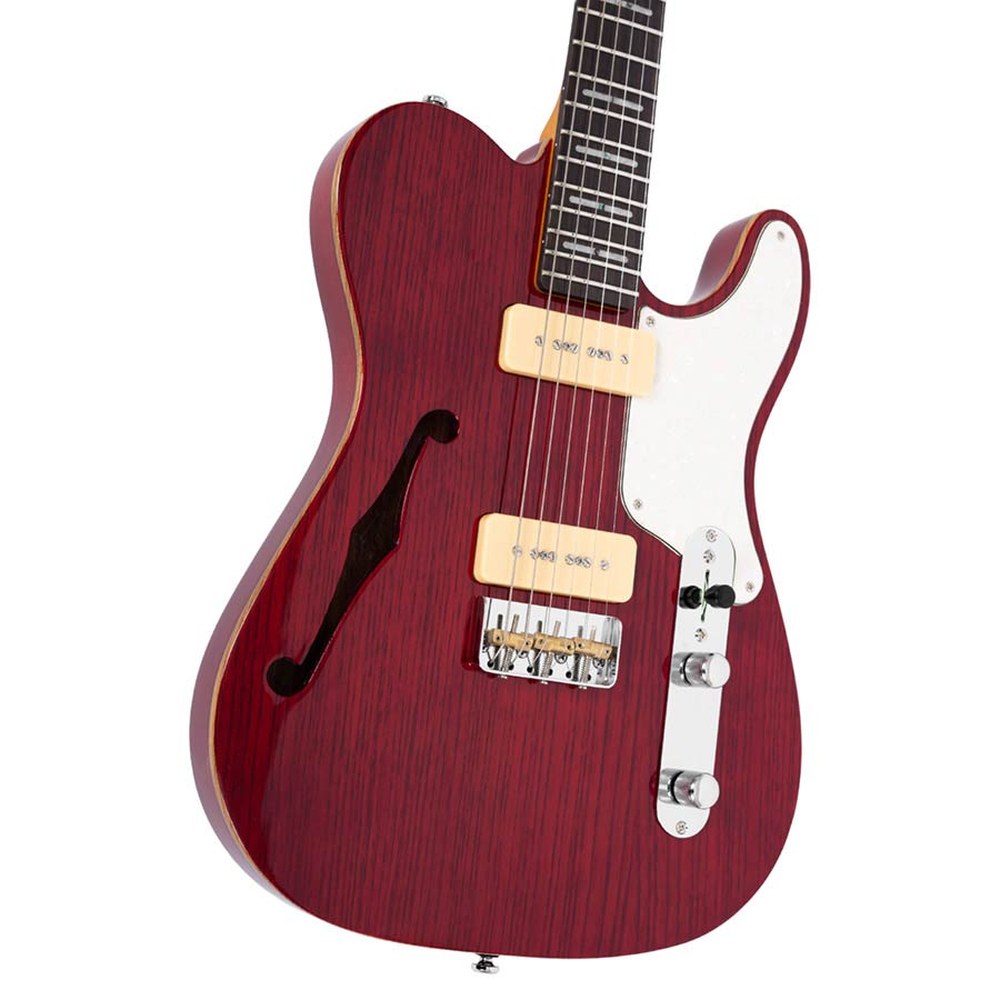 Sire Guitars T7TM/STR Alder + ash chambered elektrische gitaar T-stijl, doorkijk rood