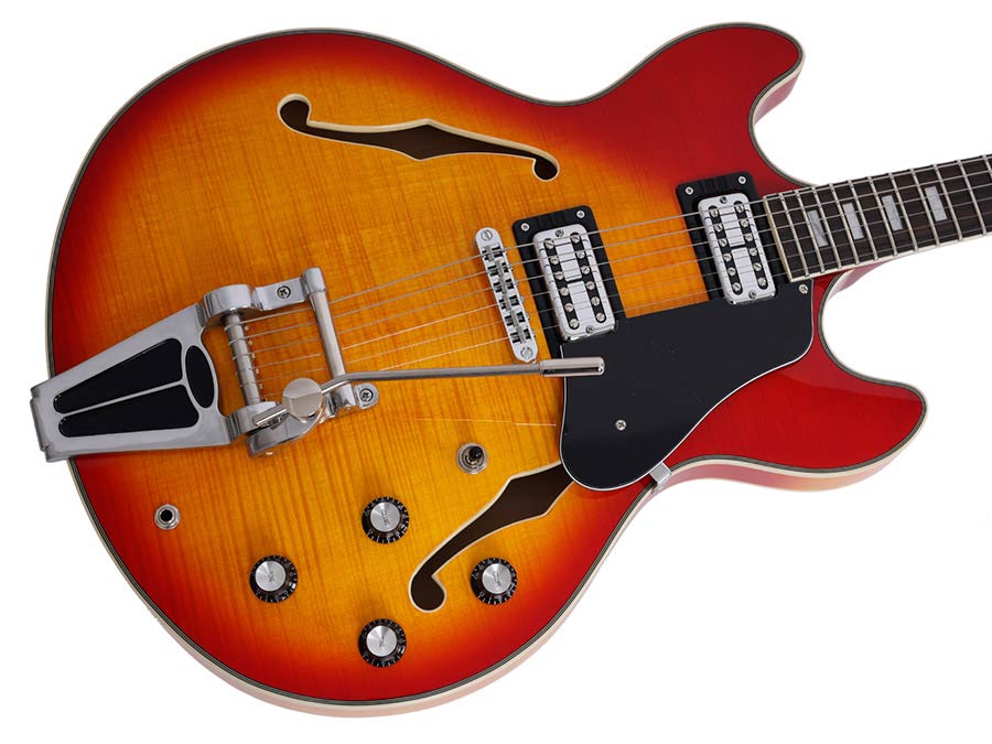 Sire Guitars H7T/CS Elektrische archtop gitaar met tremolo, cherry sunburst