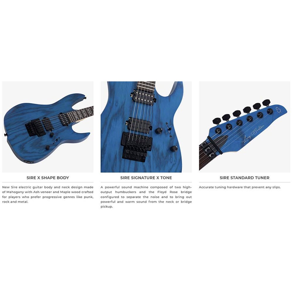 Sire Guitars X5/TBKS Mahonie + ash elektrische gitaar, transparant zwart satijn