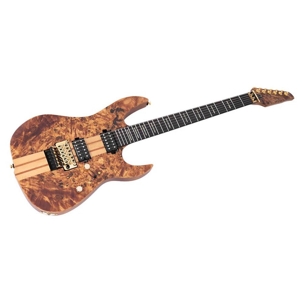 Sire Guitars X10/NTS Alder + populieren burl neck-through elektrische gitaar, naturel bruine satijn, incl. gigbag