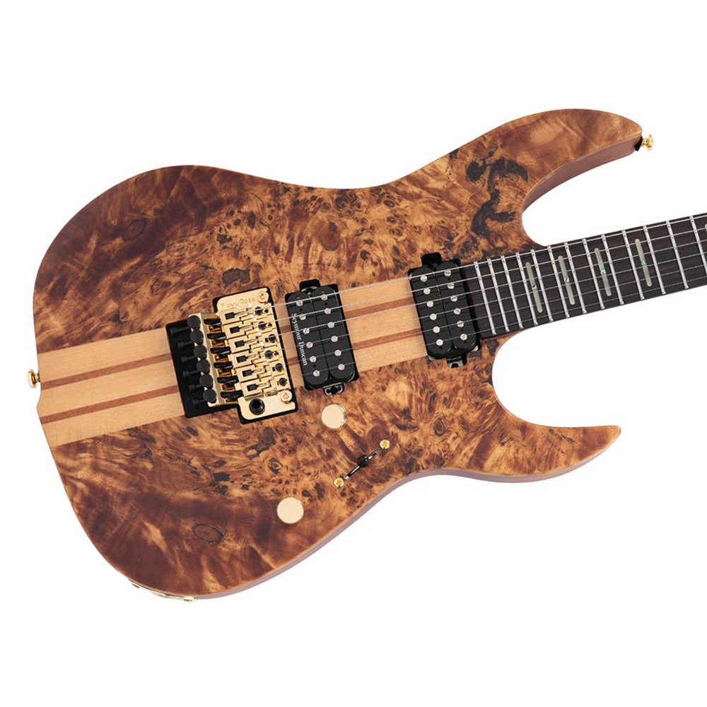 Sire Guitars X10/NTS Alder + populieren burl neck-through elektrische gitaar, naturel bruine satijn, incl. gigbag