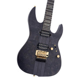 Sire Guitars X10/TBKS Alder + populieren burl neck-through elektrische gitaar, transparant zwart satijn, incl. gigbag