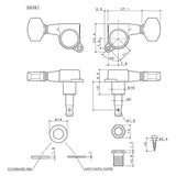 Gotoh SG38107MT6LC machine heads for guitar, 6L, ratio 1:16, magnum lock traditional, mini 07-type button, chrome