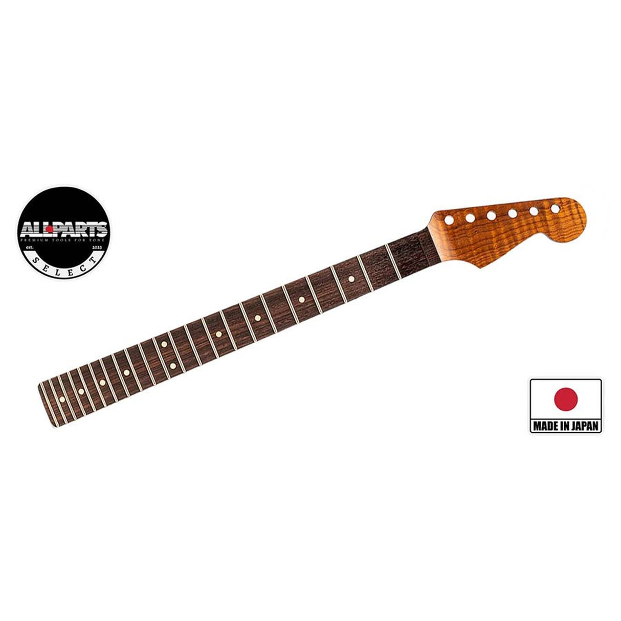 Allparts SRTFWRFF VIN-MOD neck for Stratocaster, AAA+ roasted flamed maple rosewood fretboard Floyd slot, poly finish