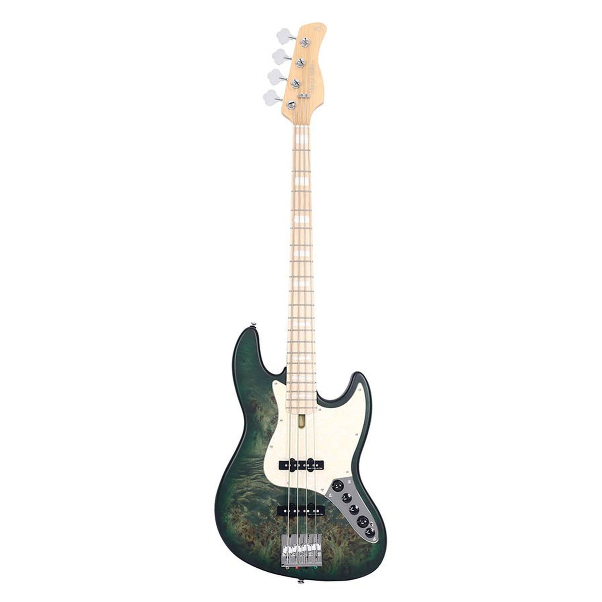 Sire Basses V7 SR4/TGRS Swamp ash heruitgave 4-snarige actieve basgitaar, transparant groen satijn