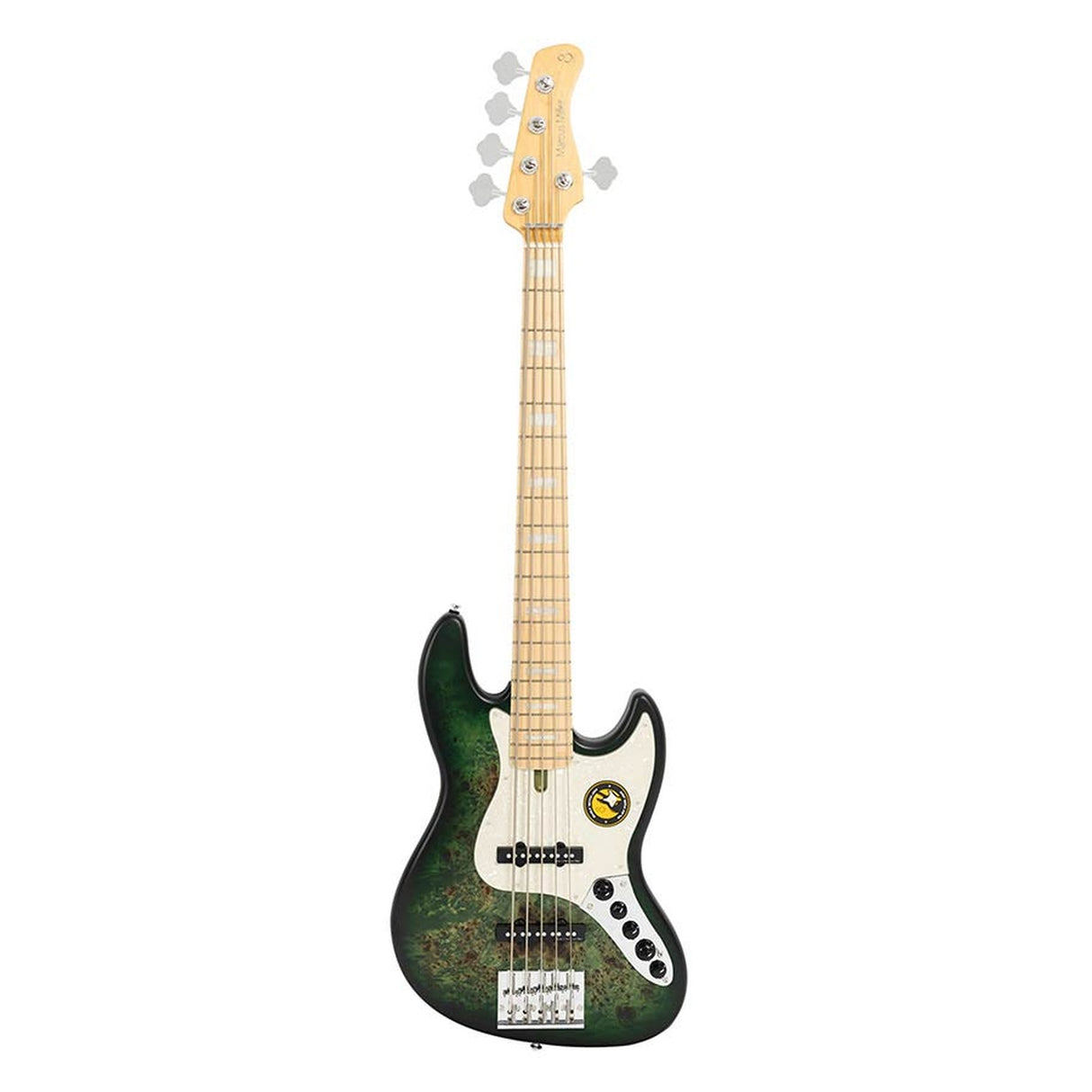 Sire Basses V7 SR5/TGRS Swamp ash heruitgave 5-snarige actieve basgitaar, transparant groen satijn