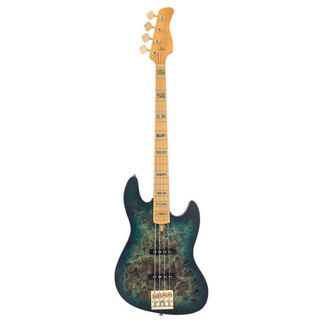 Sire Basses V10 4/TGRS Swamp ash + populieren burl 4-snarige actieve basgitaar, transparant groen satijn, incl. gigbag