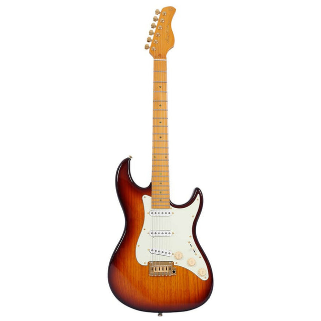 Sire Guitars S10 SSS/TS Swamp ash elektrische gitaar S-stijl, tobacco sunburst, inclusief koffer