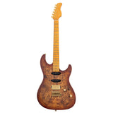 Sire Guitars S10 HSS/NB Swamp ash elektrische gitaar S-stijl, natuurlijke burst, inclusief koffer