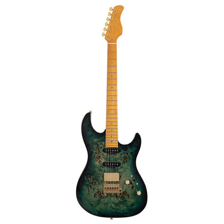 Sire Guitars S10 HSS/TGR Swamp ash elektrische gitaar S-stijl, transparant groen, inclusief koffer