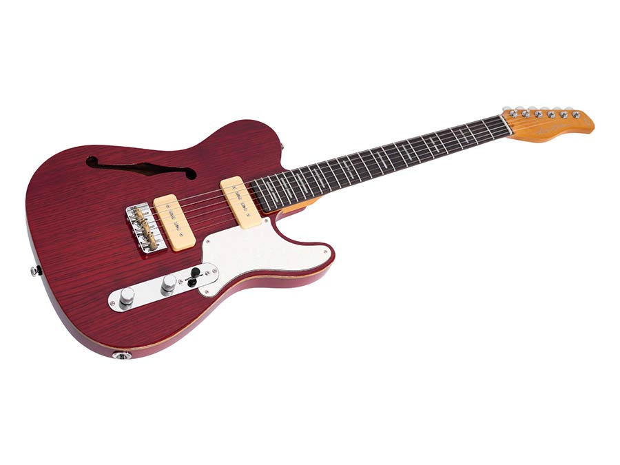 Sire Guitars T7TM/STR Alder + ash chambered elektrische gitaar T-stijl, doorkijk rood