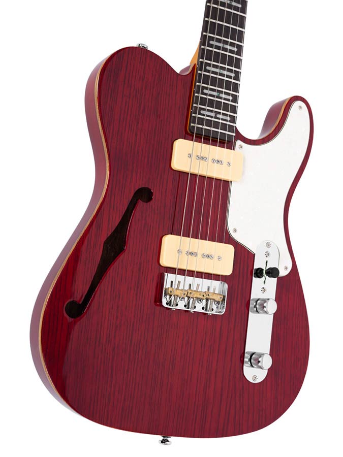 Sire Guitars T7TM/STR Alder + ash chambered elektrische gitaar T-stijl, doorkijk rood