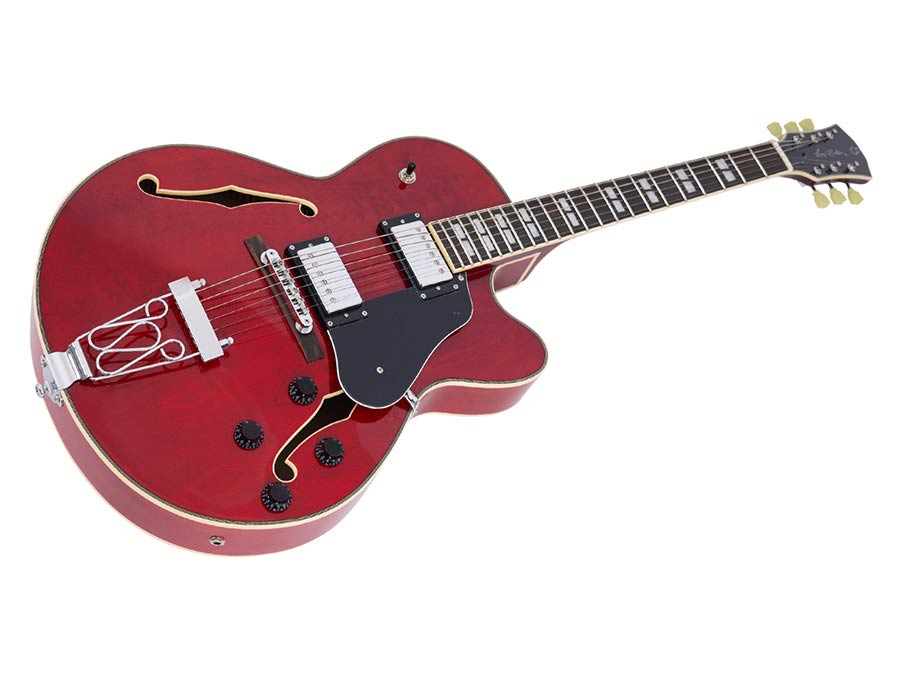 Sire Guitars H7F/STR Elektrische archtop gitaar, doorkijk rood