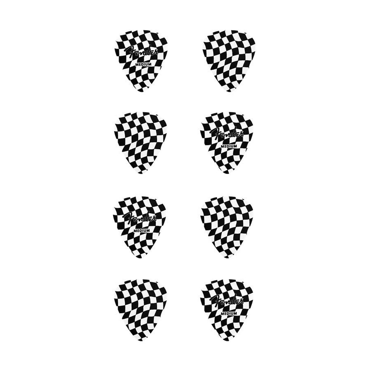 Fender 1980351088 checkerboard picks, 351 vorm, celluloid, 8-pack