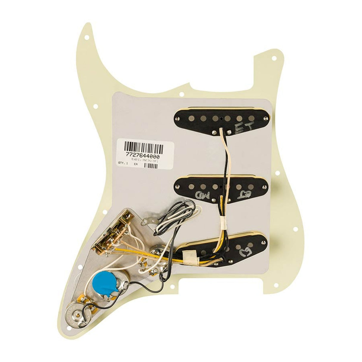 Fender 992248508 Pre-wired Strat Pickguard Eric Johnson Signature SSS, 11 screw holes, mint green