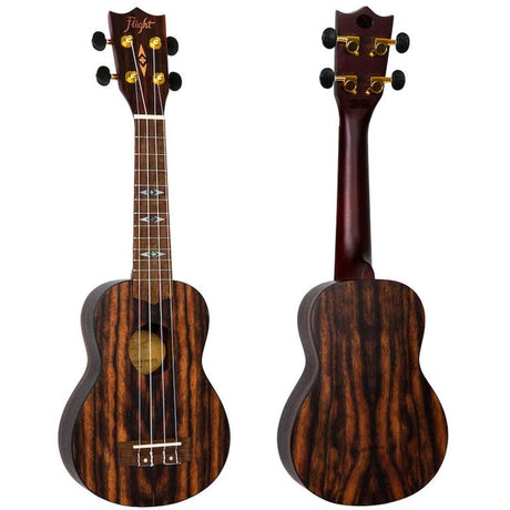 Flight DUS460 Amara Soprano Ukulele met Amara Body, Bone Topkam en Aquila Super Nylgut Snaren