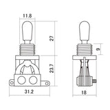 Boston SW-20-BN toggle switch 3-way, made in Japan, black nickel switch tip and nut, nickel contacts