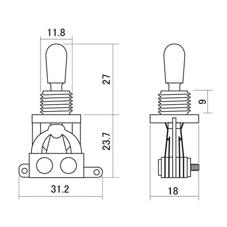 Boston SW-20-GP2 toggle switch 3-way, made in Japan, gold plated hardware and parts, nickel contacts