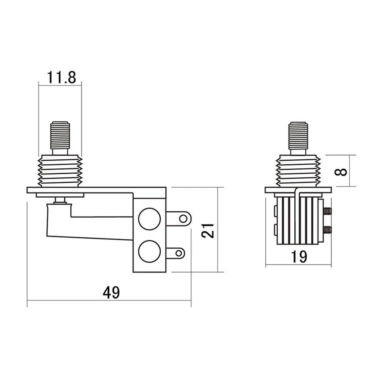 Boston SW-75-RA angled toggle switch 3-way, for 3-pickup guitars, made in Japan, nickel contacts, no switch tip