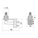 Boston SW-75-RA angled toggle switch 3-way, for 3-pickup guitars, made in Japan, nickel contacts, no switch tip