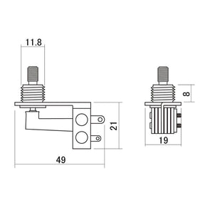Boston SW-75-RA angled toggle switch 3-way, for 3-pickup guitars, made in Japan, nickel contacts, no switch tip