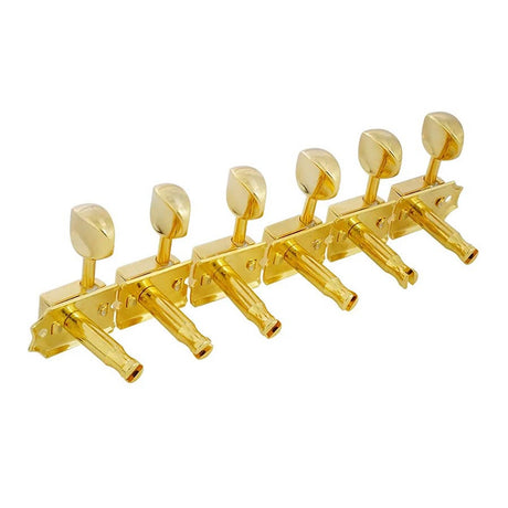 Hosco Japan H-21333GSVTR machine heads for guitar, 6x left, Vintage Tone Revival Series, gold oval button, gold