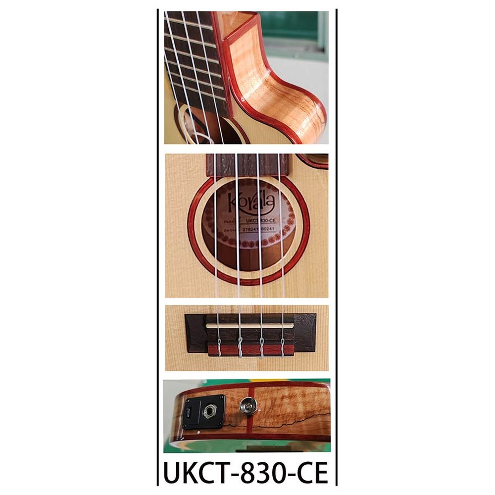 Korala UKCT-830-CE Arched Back Thin Concert ukulele Semi akoestisch