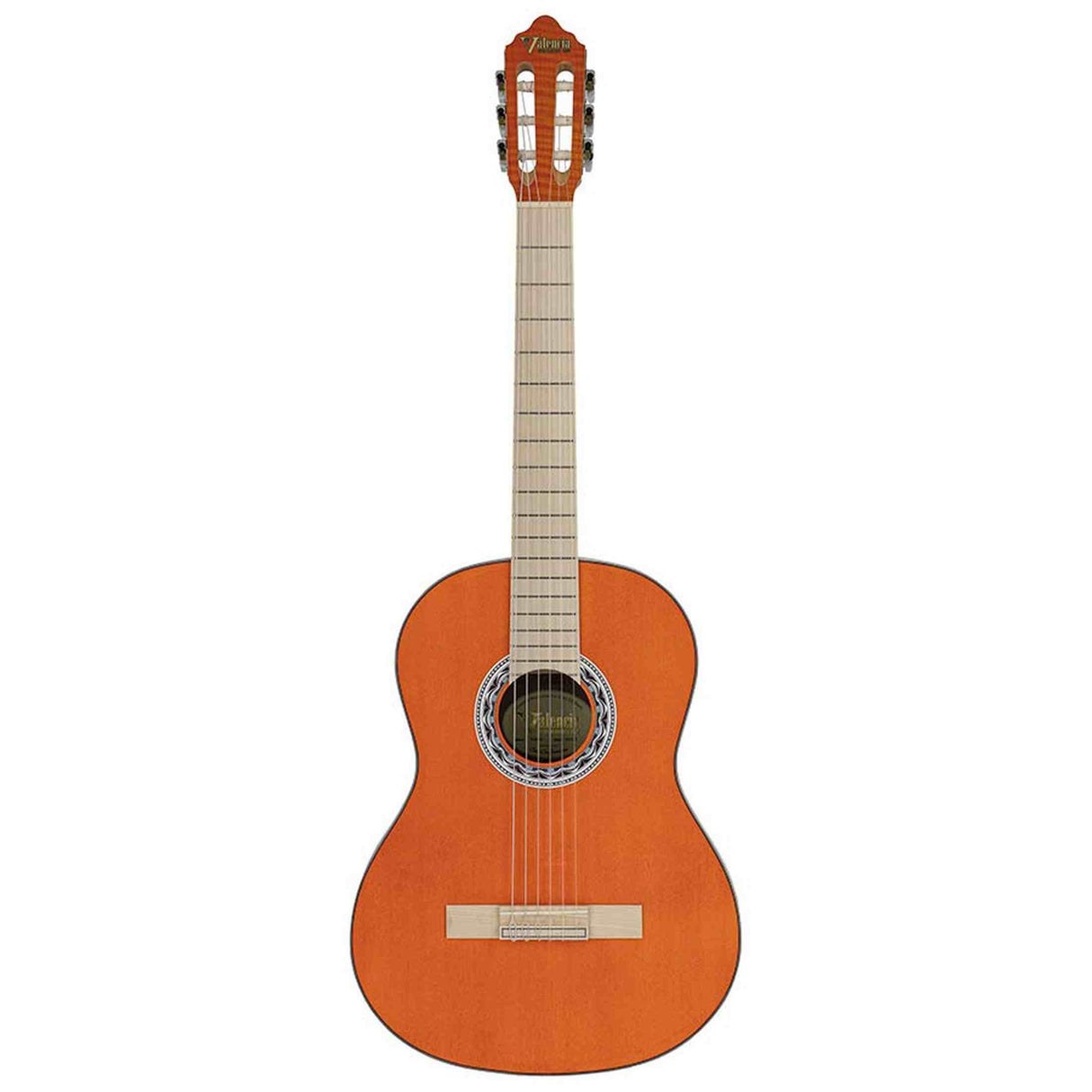 Valencia VC354HOR Klassieke Gitaar 4/4 – Sitka Spar & Mahonie, Oranje, Inclusief Tas, Standaard en Stemapparaat