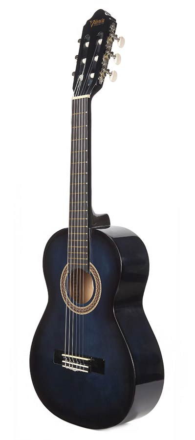 Valencia VC101BUS klassieke gitaar 1/4, linden body, esdoorn fb, hoogglans finish, sunburst blauw