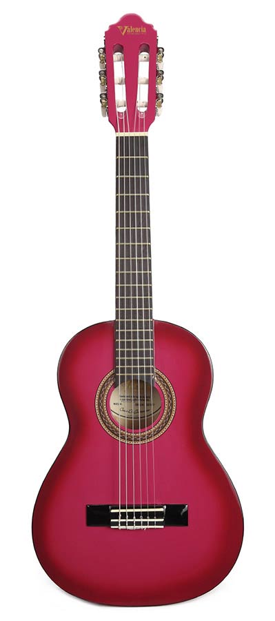 Valencia VC101PKS klassieke gitaar 1/4, linden body, esdoorn fb, hoogglans finish, sunburst roze