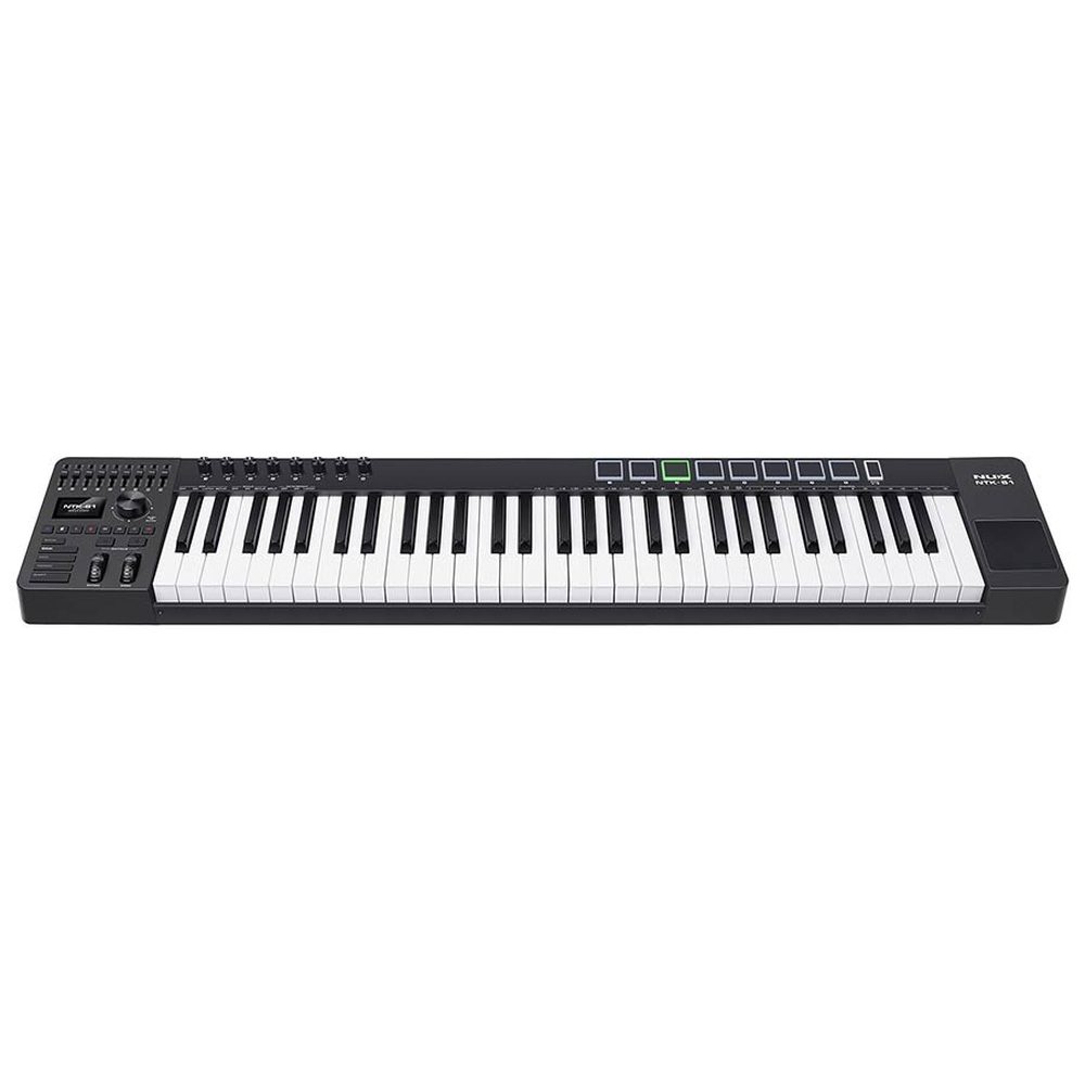 NUX NTK-61 midi keyboard met 61 aanslaggevoelige toetsen, drumpads, faders