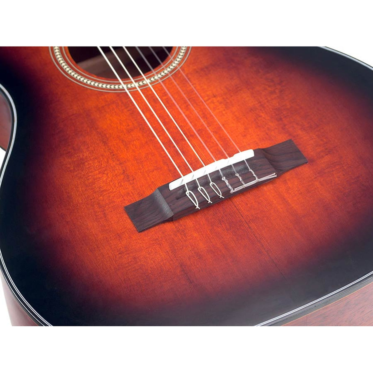 Valencia VA434CECSB nylon snarige auditorium gitaar, sitka spar & nato, preamp en cutaway, classic sunburst satin finis