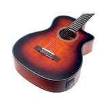 Valencia VA434CECSB nylon snarige auditorium gitaar, sitka spar & nato, preamp en cutaway, classic sunburst satin finis